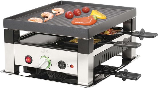 Solis Raclette & Pizza Grill - Gourmet Set 4 Personen - Raclette Gourmet Set - Tischgrill mit 4 verschiedenen Funktionen