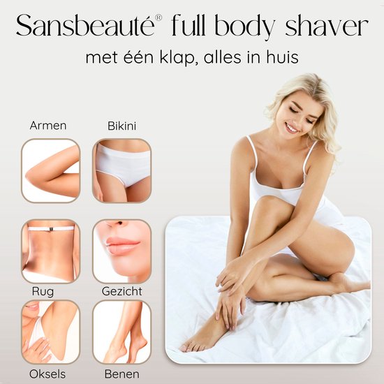 3-in-1 Ladyshave mit Display - Gesicht - Achseln - Beine - Bikinizone - Sansbeauté® - Rasierer Frau - Elektrischer Epilierer - Gesichtshaarentfernung Damen - Trimmer Frau - Ladyshaves Bikini - USB Wiederaufladbar
