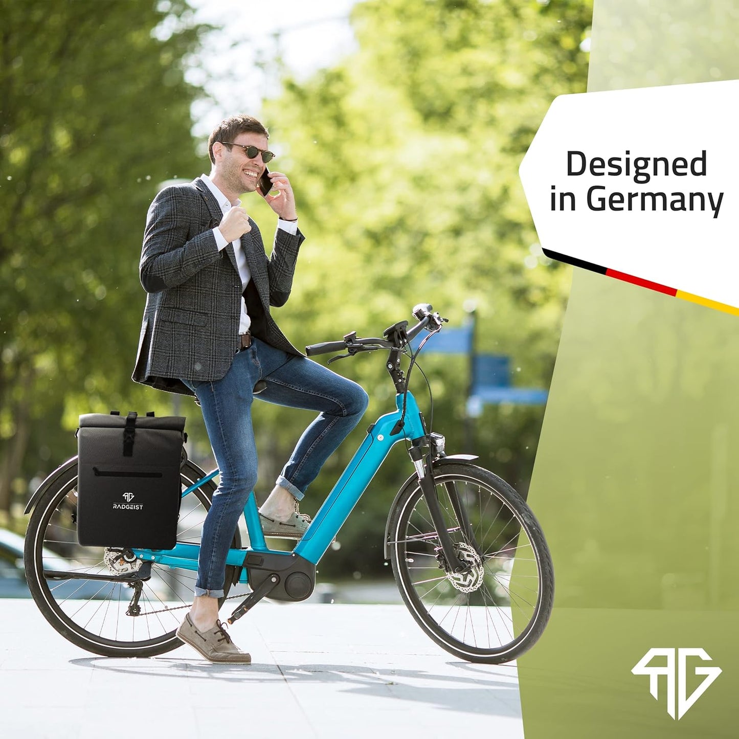 RADGEIST 3-in-1 Fahrradtasche, Fahrradrucksack, Gepäckträgertasche, Umhängetasche, mit Laptopfach, wasserdicht, 25 Liter, schwarz