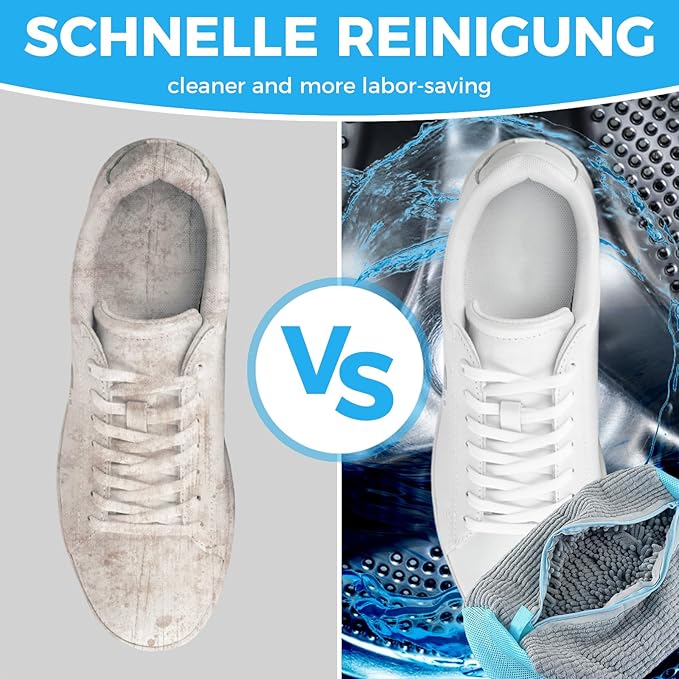 CNMTCCO – 2er-Set Schuhwaschbeutel, Waschbeutel für die Waschmaschine mit Reißverschluss, Plüsch-Schuhwaschbeutel, 360°-Reinigung des Beutels, multifunktionaler Schutz für Sportschuhe – Tennisschuhe – grau