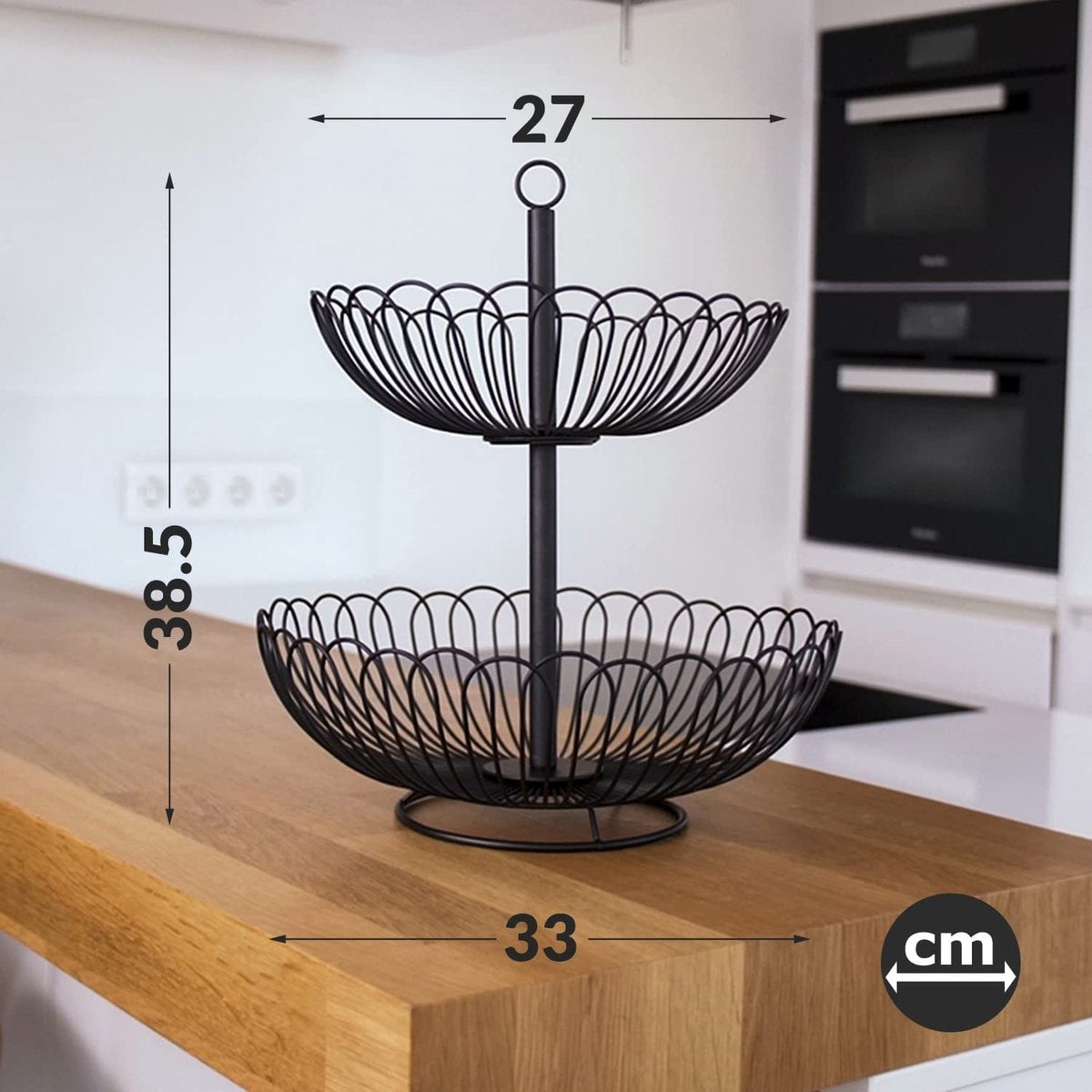Chefarone Obst Etagere - Obstkorb - Obstschale - Aufbewahrung - 2 Lagen - Metall - Schwarz