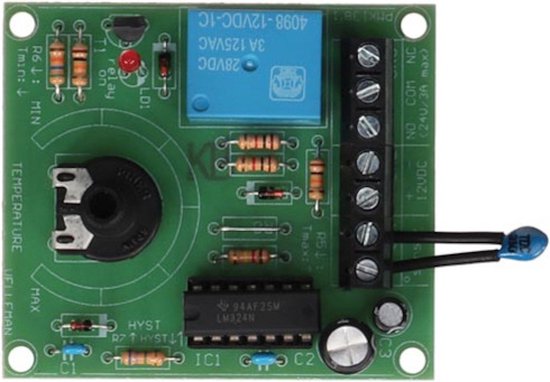 Whadda Thermostatmodul 5–30 °C, LED, 54 × 62 × 28 mm, grün