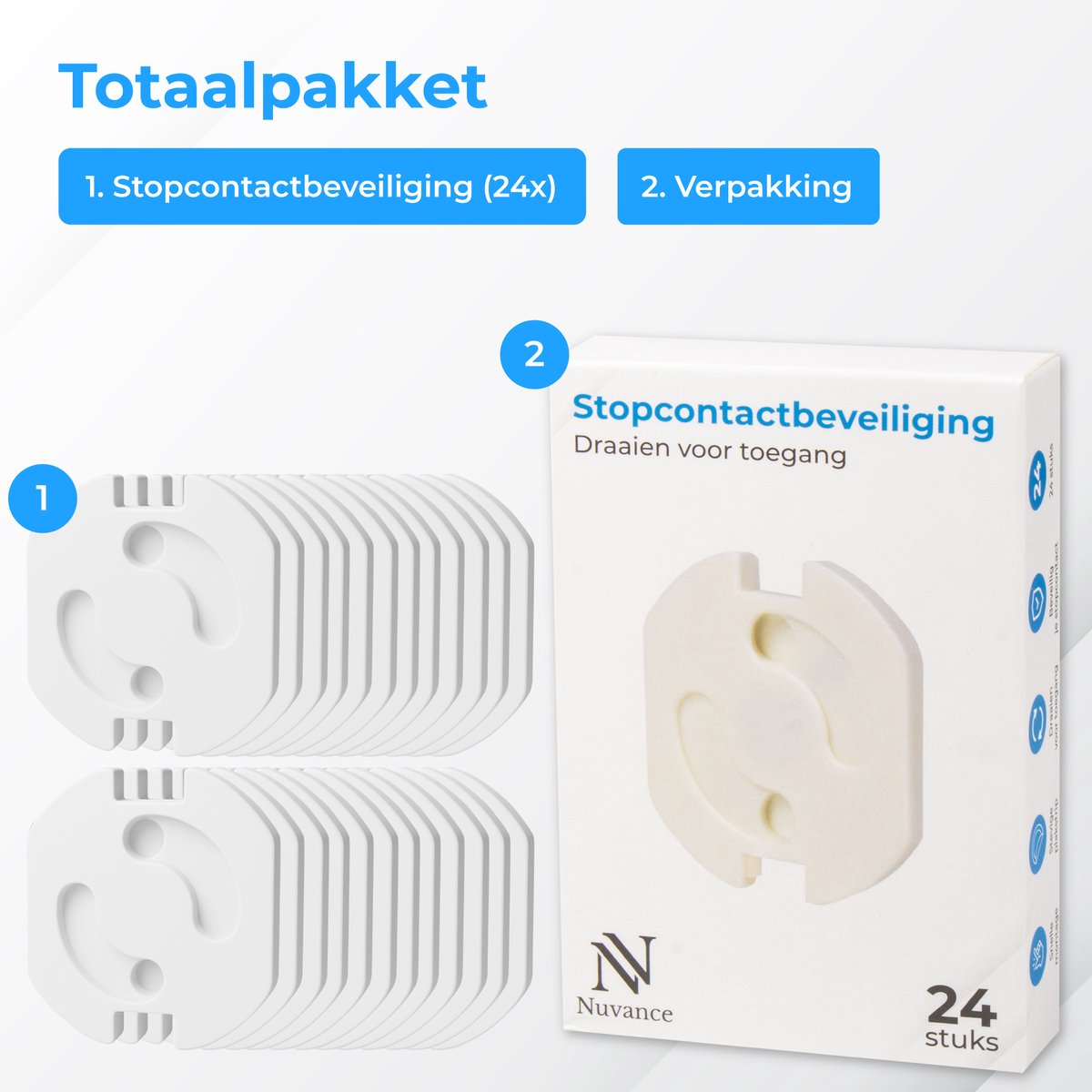 Nuvance - Steckdosenschützer - 24 Stück - weiß