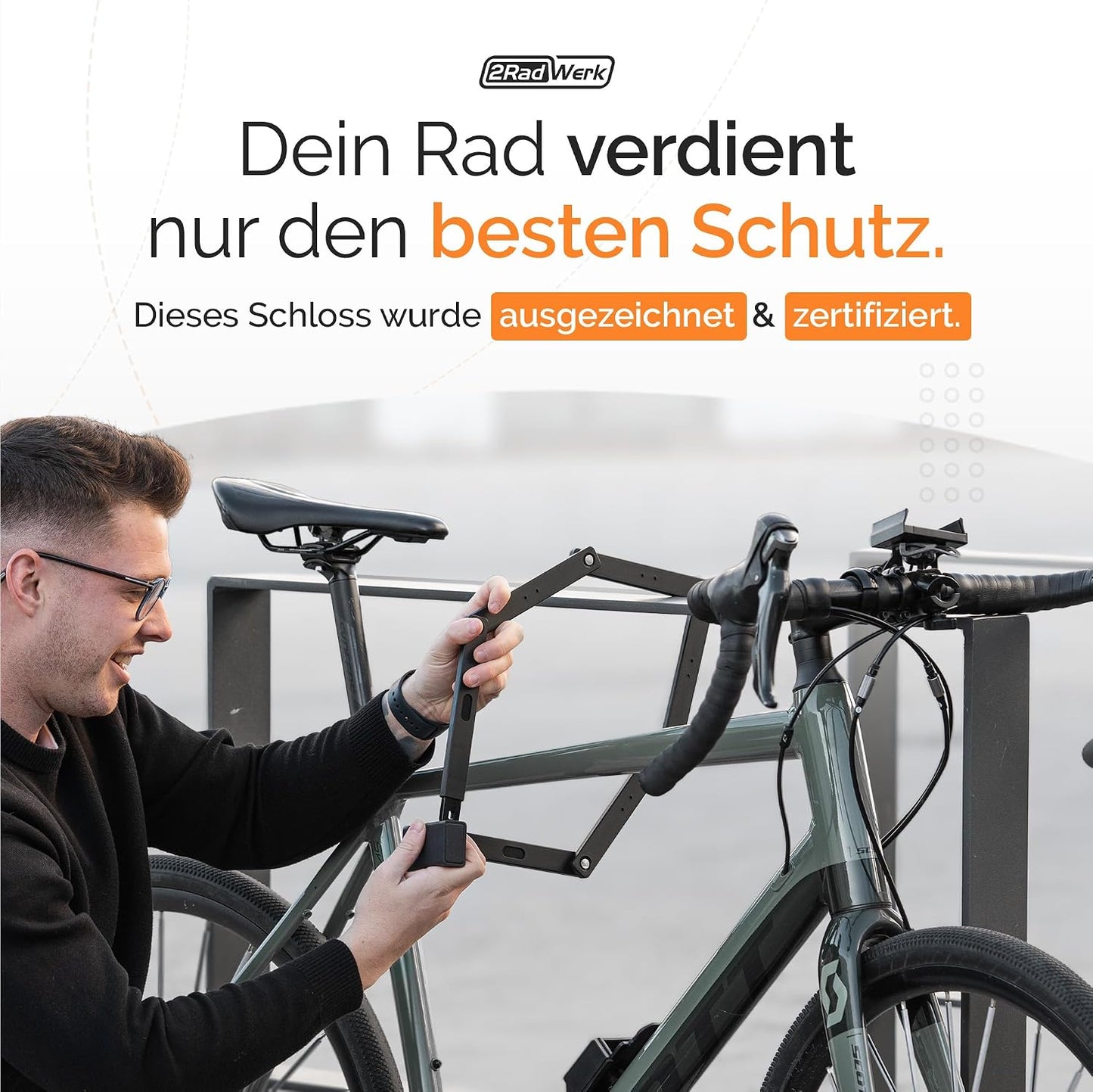2Radwerk Fahrradschloss Secure Fold – ART-zertifiziertes Faltschloss – Hohe Sicherheit für E-Bikes und Fahrräder – 100 cm – Schwarz