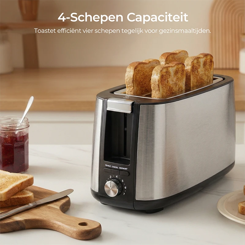 WOOX MX0212 Toaster – 4 Scheiben – Edelstahl