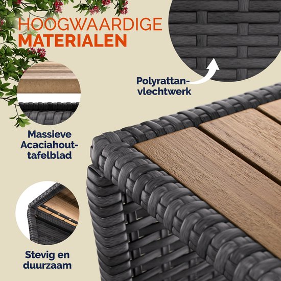 Casaria Beistelltisch - Polyrattan Quadratisch 45x45x40cm - Grau
