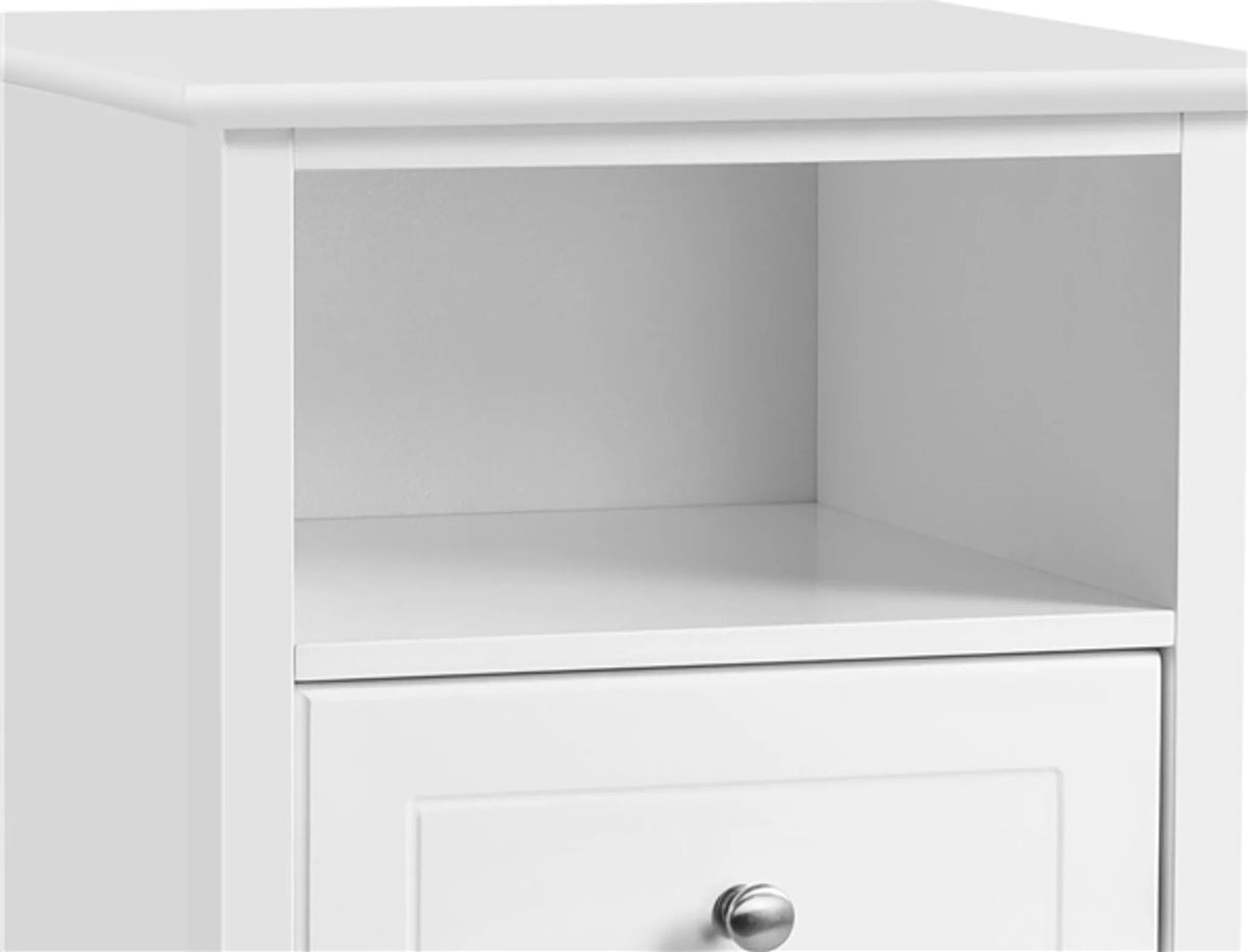 Yaheetech Nachttisch mit 2 Schubladen - 40 x 35 x 60 cm - Mit offener Lagerung und minimalistischem Design und glatten Führungen - Für Schlafzimmer und Wohnzimmer - Weiß E1 MDF