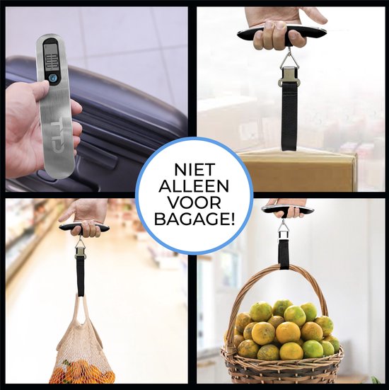 TTD® Gepäckwaage mit Reisetasche- Wägekapazität 50 kg - Gepäckwaage - Hängewaage - Digitale Gepäckwaage - Gepäckwaage - Reisen mit dem Flugzeug - kg/g/lbs/oz - Batterien enthalten - Schwarz