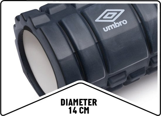 Umbro Foam Roller – Massageroller – Sport und Fitness – Linderung von Muskelverspannungen – Schwarz – 14 x 33 Zentimeter