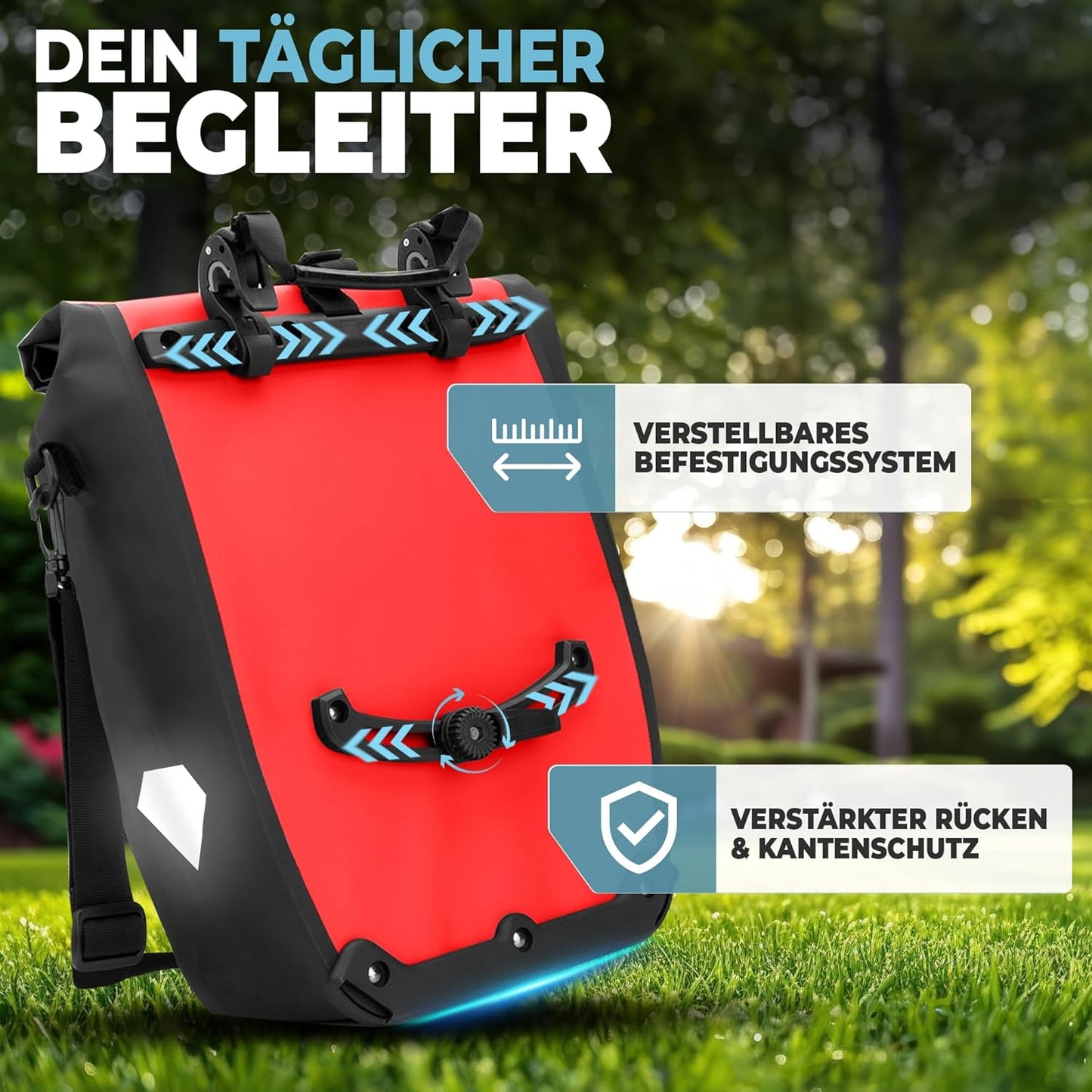 Radgeist Fahrradtasche für Gepäckträger – wasserdicht – 2er-Set – rot