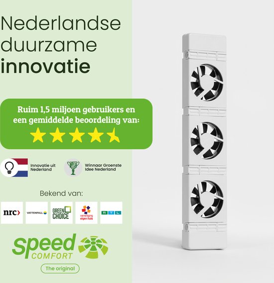 SpeedComfort Radiator Fan Duo Set - 2x schneller warm - Bis zu 22% Energieeinsparung - Einfach zu installieren - Flüsterleise - Niederländisches Produkt - Energieeffiziente Radiatorventilatoren - Weiß