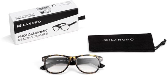 Milanoro - Praktische Lese- und Sonnenbrille in einem inklusive kostenlosem Schutzetui - Schildkrötenmotiv - +2