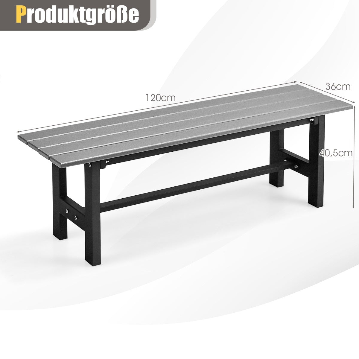 Coast Garden Bench voor 2 personen met sla tot 300 kg veerkrachtig 120 x 36 x 40,5 cm grijs