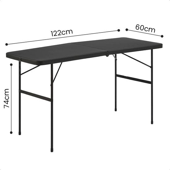 Goliving Klapptisch - Campingtisch - Outdoor-Klapptisch - Wetterfest - 122 x 60 x 74 cm - Schwarz