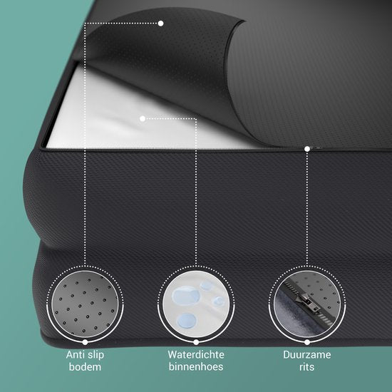 CozySense® Orthopädischer Hundekorb - 75 x 45 cm - Größe M - Wasserdichtes Hundebett mit waschbarem Bezug - Geeignet als Sitzkissen - Schwarz