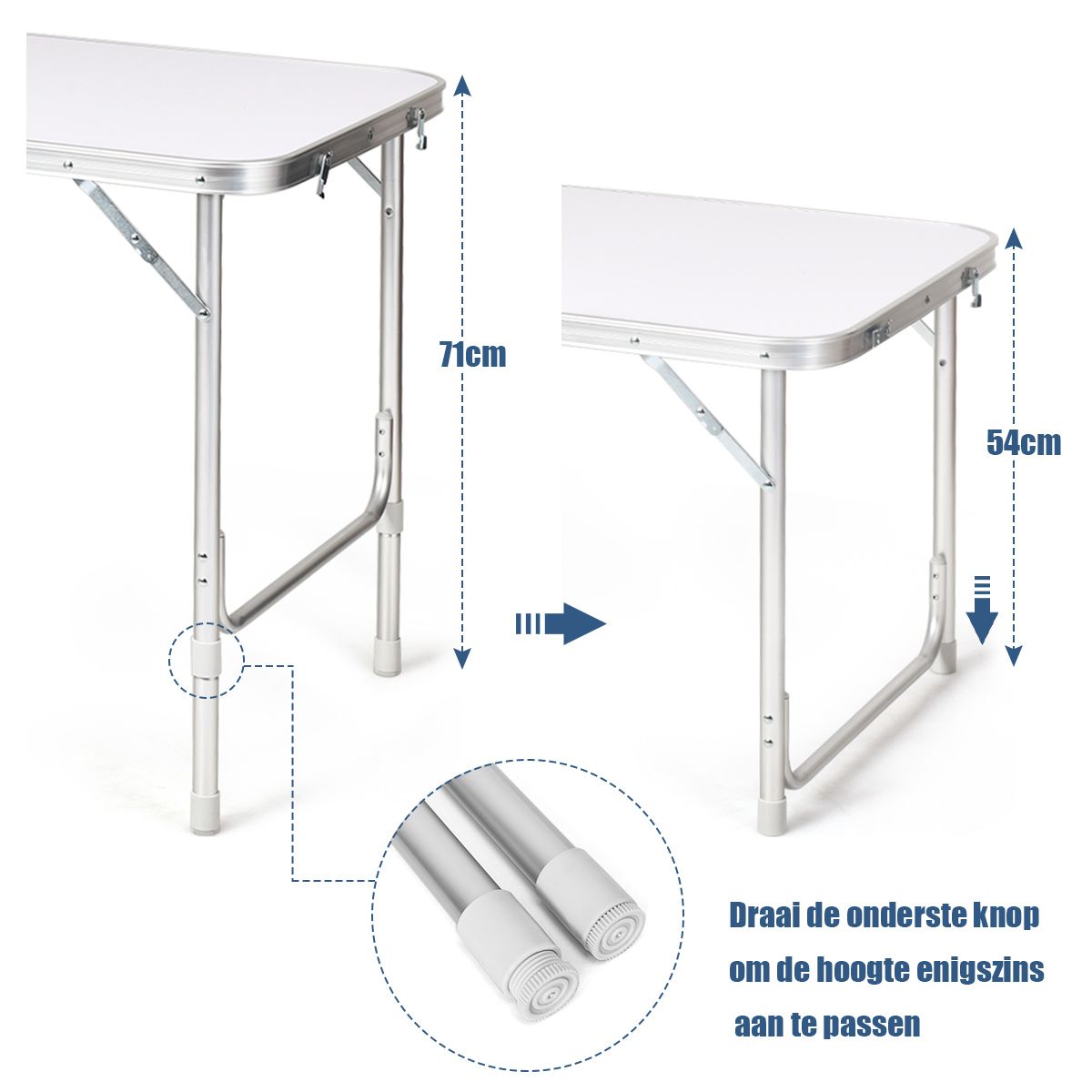 Coast Campingtisch mit Stauraum – höhenverstellbar – zusammenklappbar – dunkelblau 120 x 60 cm
