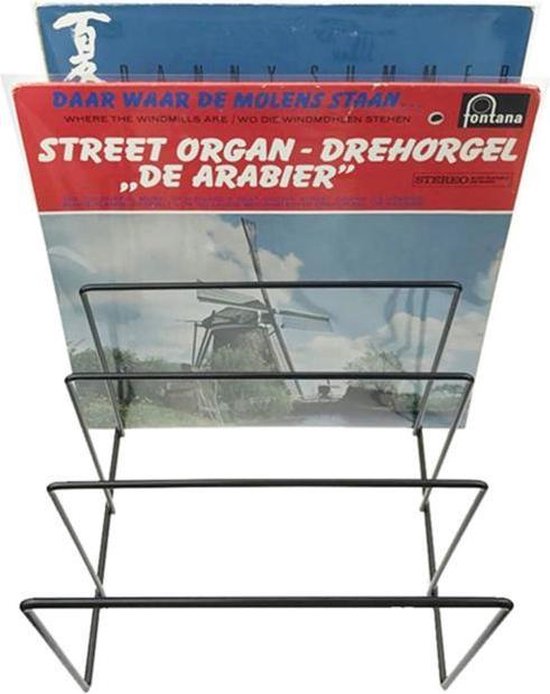 LP-Vinyl-Design-Aufbewahrungsständer Plattenständer für 50 bis 60 12-Zoll-Vinyl-LPs schwarz