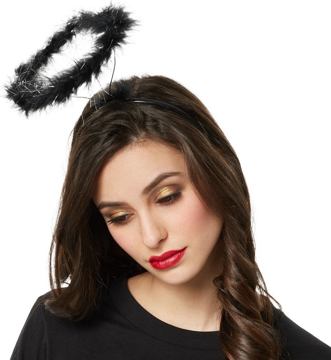 Dressforfun - Halo Schwarz - Flauschiges Diadem Accessoire für Halloween, Karneval & Party - Größe L