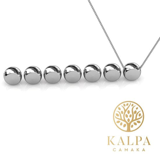 Yolora Damen-Halskette mit Anhänger - 7 farbige Kalpa Camaka Kristalle - Set mit 7 Kristallen - Farbe Silber