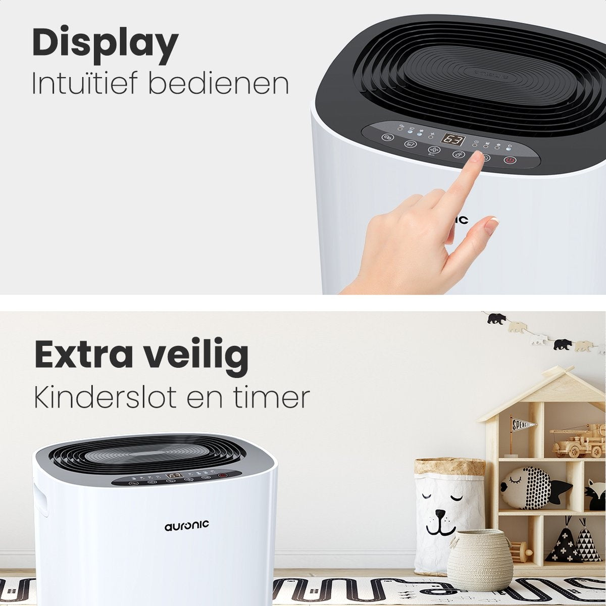 Auronic - Luftentfeuchter und Luftreiniger - Entfeuchtet 20 l pro Tag - Wash-Dry-Funktion - Weiß