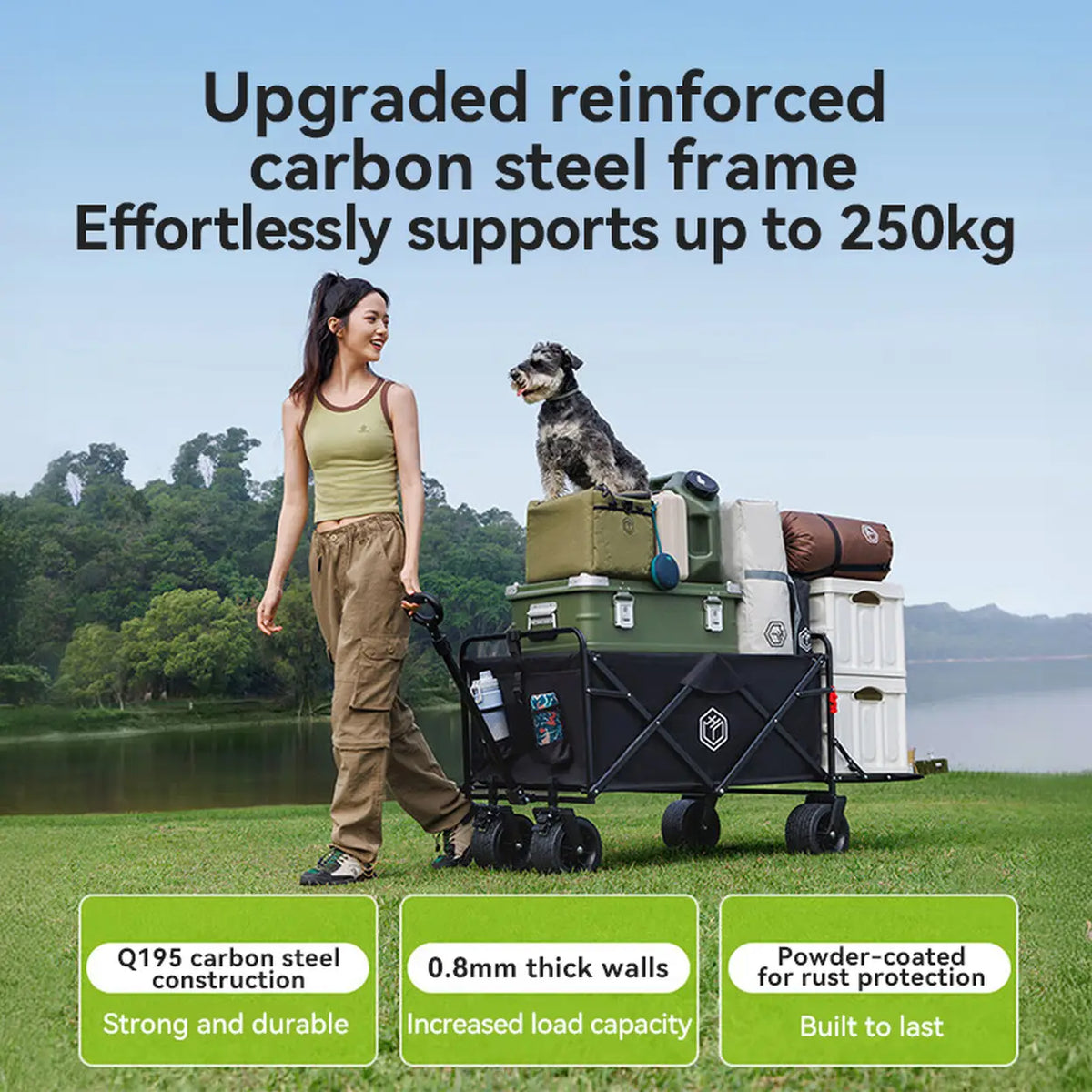 Ochama Off-Road-Bollerwagen 150 l – Heckklappe – Belastbar bis 260 kg