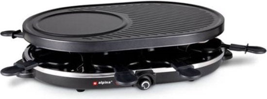 Alpina Gourmet-Set für 8 Personen – Gourmet-Set – Backblech mit Pfännchen und Pfannenwendern – Raclette-Grill zum Gourmet-Genuss – 1200 W
