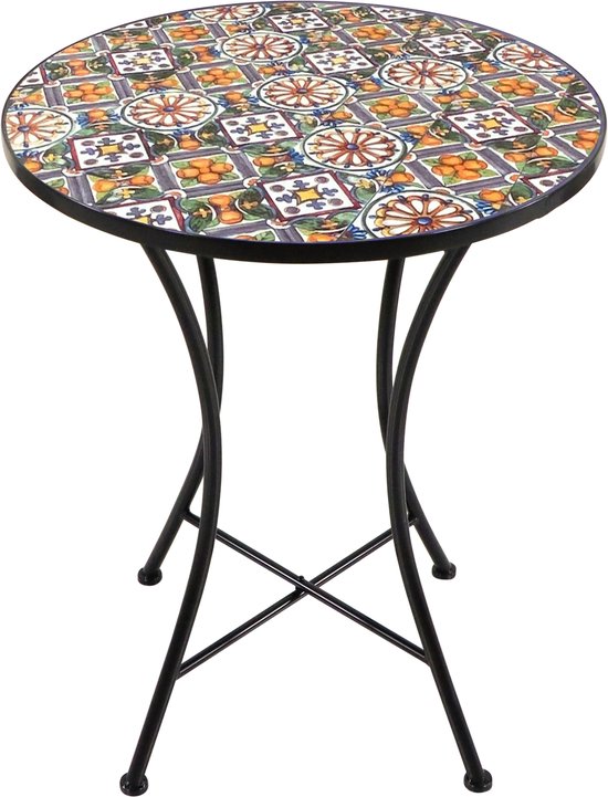 AXI Amélie Bistrotisch – Casa del Sol – Gartentisch aus Metall – Rund – 60 x 60 x 75 cm – Mosaik-Optik – Mit Keramikfliesen eingelegt – Für Garten, Terrasse und Balkon
