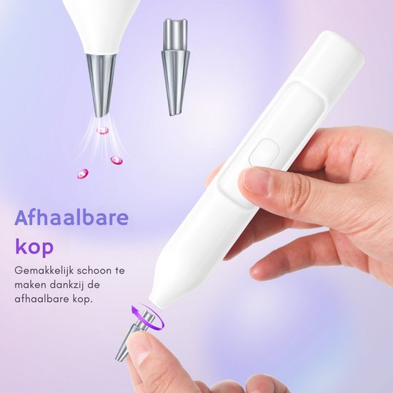 Rubye® - Elektrischer Diamantmalstift - Mit Vakuumtechnik - Wiederaufladbar über USB-C - Komfortabel in der Anwendung - Für runde und eckige Steine - Weiß