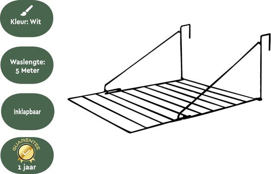 BRASQ Wäscheständer hängend schwarz - 5 Meter - Wäscheständer für Tür und Balkon - Faltbarer Wäscheständer - Wandtrockengestell - Hängendes Trockengestell - 53x71x27 cm