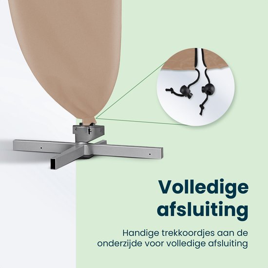 Sonnenschirmhülle für Schwebeschirm & Standschirm – bis 400 cm – wasserdichte Schutzhülle – Oxford 420D – inkl. Montagehilfe – Braun-Taupe