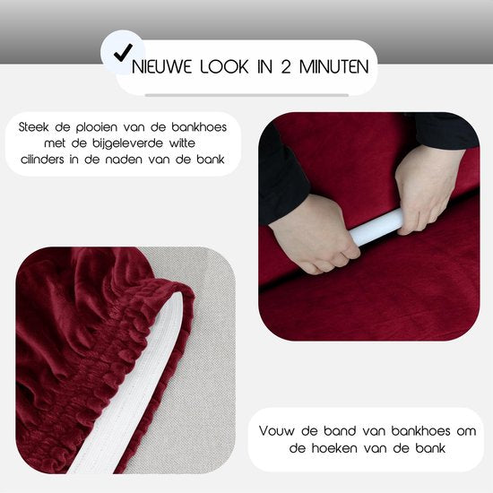 Hilvard - Sofabezug Stretch 3-Sitzer Sofas - Sitzbezug - Sofabezug - Sitzschoner Haustiere - Sofabezug - Waschbar - Rot Bordeaux