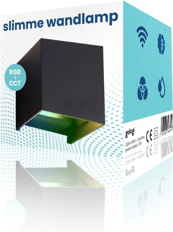 Gologi Slimme Wandlamp - Binnen en Buiten - Lamp Zwart - Industrieel - Smart Lamp - Buitenlamp - Waterdicht - Energiezuinig en Roestvrij - RGB - Met App