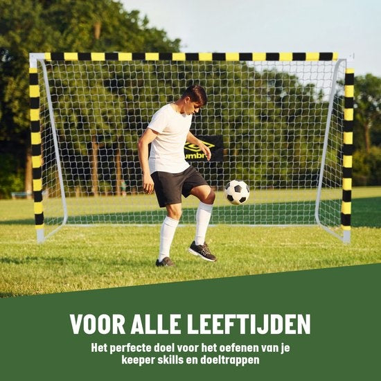 Umbro - Fußballtor groß - Metall - 300 x 200 x 90cm - schwarz/gelb