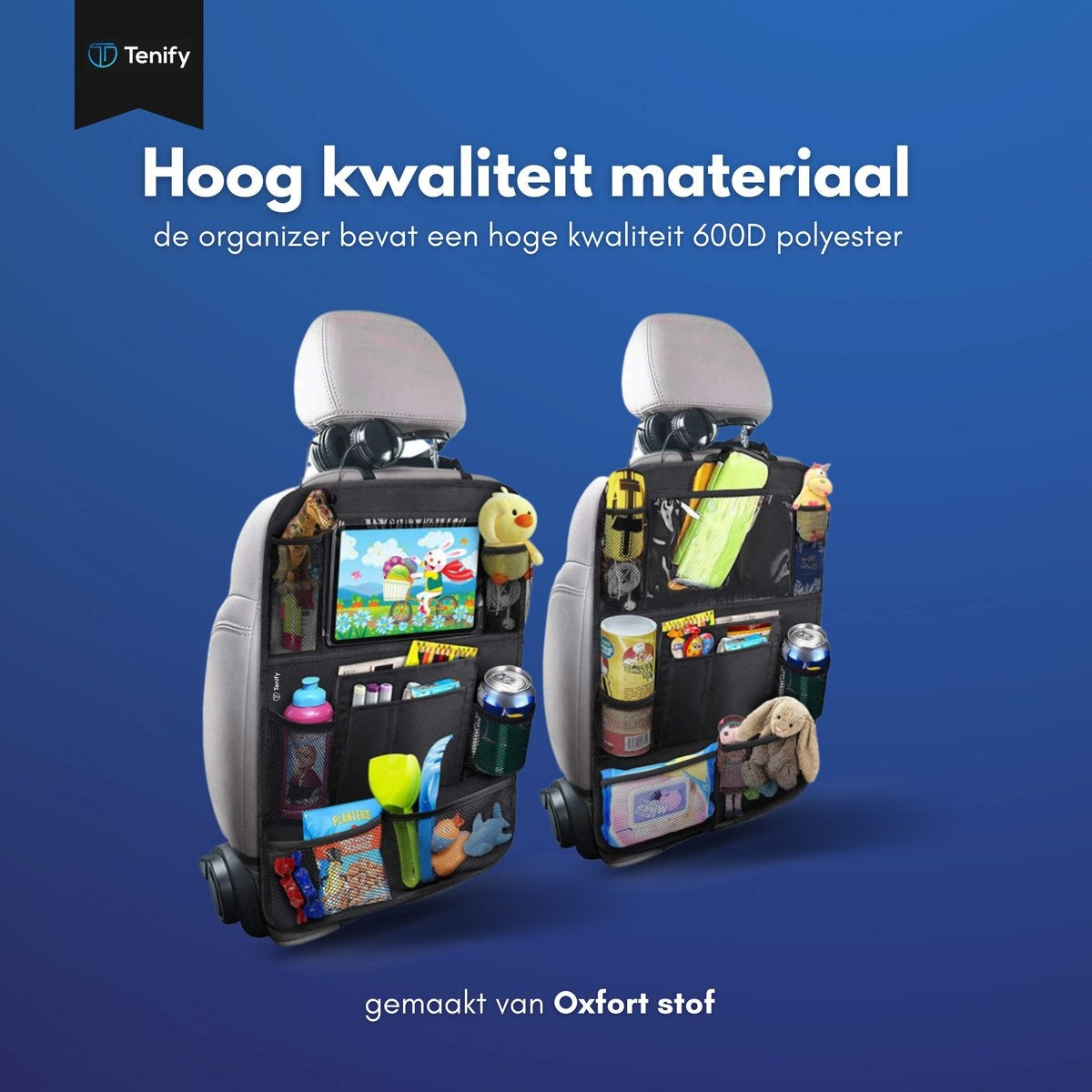 Hochwertiger, luxuriöser und stabiler Auto-Organizer mit Tablet-Halterung - 2er-Set - Extra Stauraum - Schutz - Autositz - Zubehör