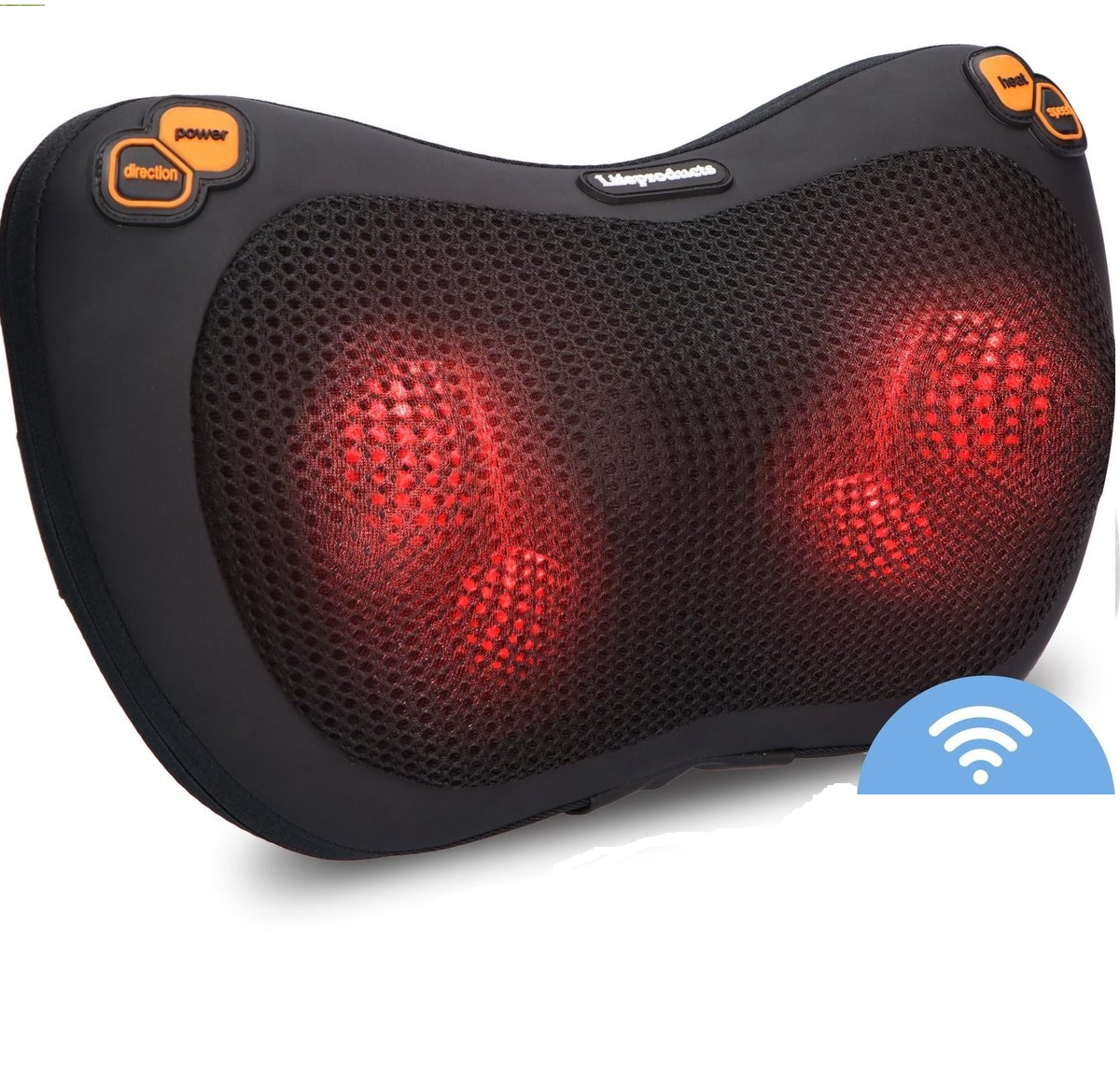 Lifeproducts - Shiatsu Massagekissen - mit Wärmefunktion - 4 Bedienknöpfe - mit WLAN - Schwarz