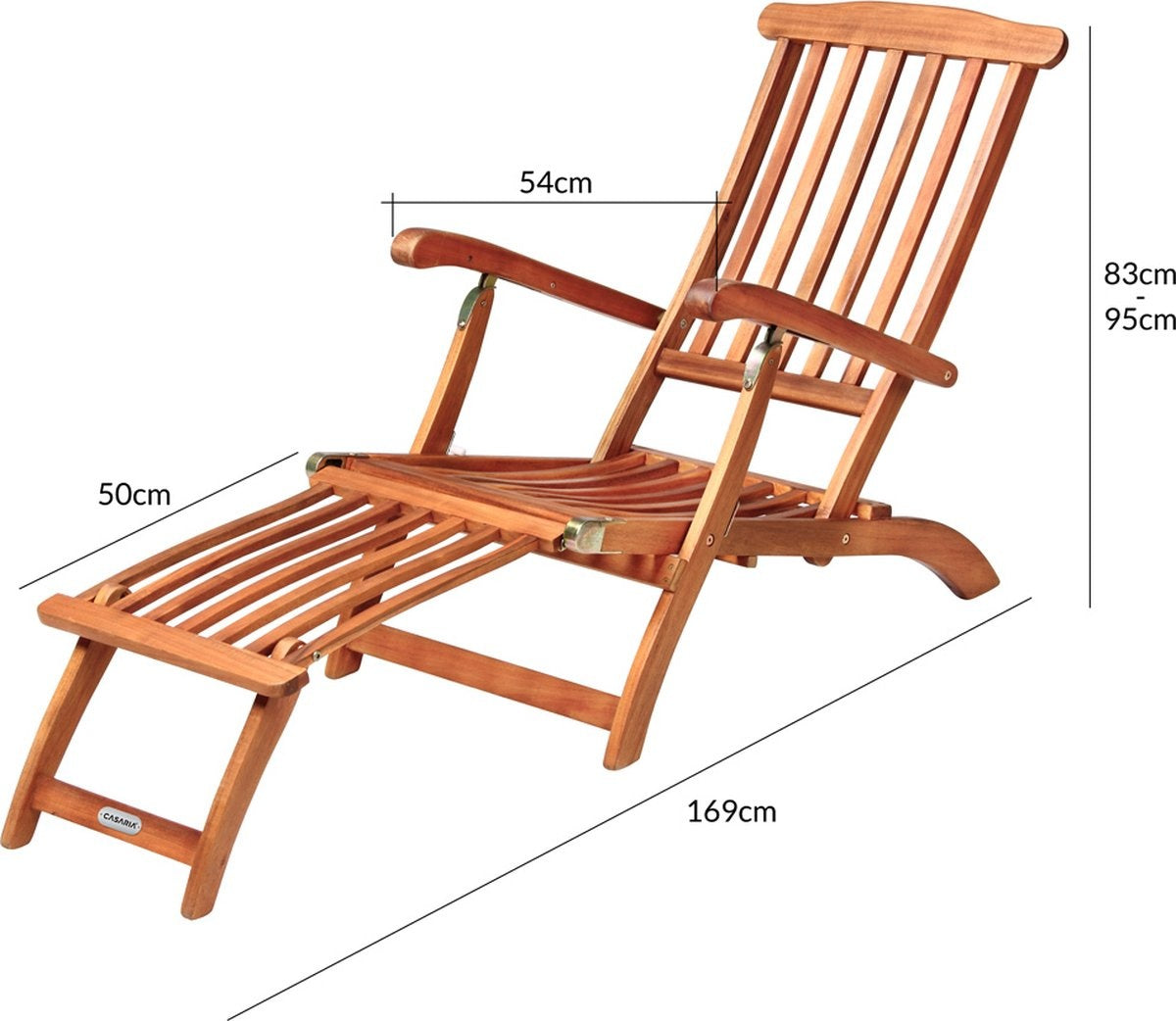 Casaria Sonnenliege "Queen Mary" Akazienholz - 196x54x95cm - Braun