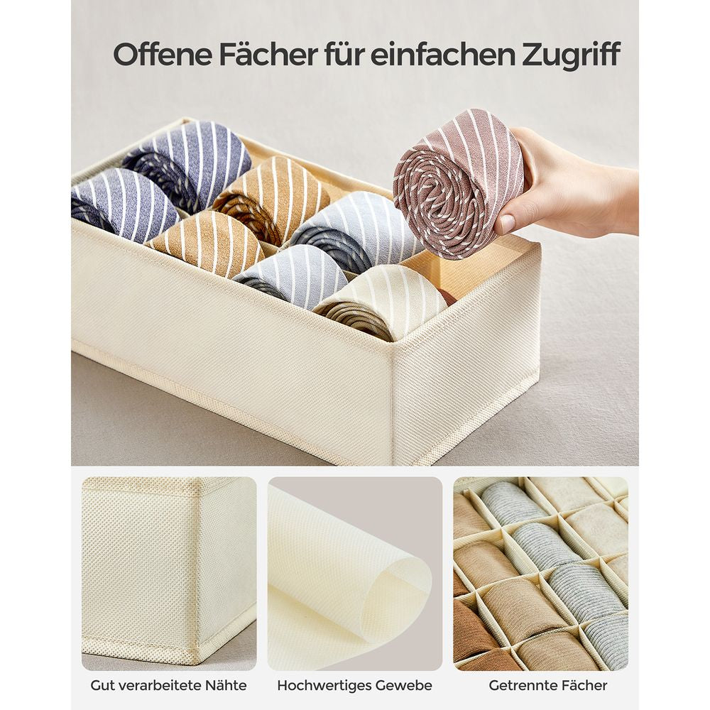 Songmics Schubladen-Organizer – 8-teilig – zusammenklappbar – 32 x 10 x 32 cm – Beige
