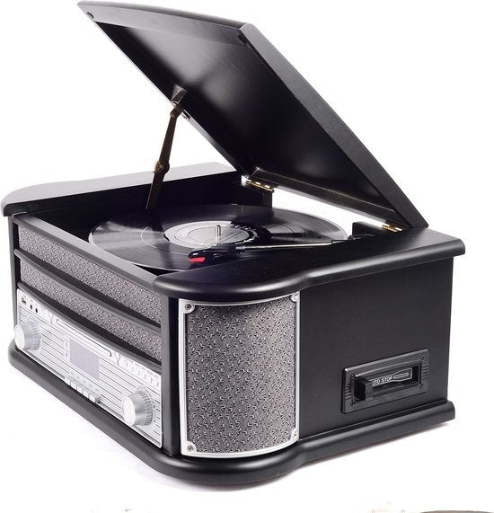 Denver - Retro-Schallplattenspieler - MRD51 - Eingebaute Lautsprecher und Verstärker - Holz - Schwarz/Silber
