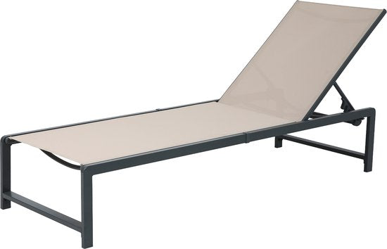 AXI Zane Liegestuhl Anthrazit/Braun – Pulverbeschichteter Stahlrahmen – Rückenlehne mit 5 Verstellpositionen – Liegefläche aus Textileen – 173 x 62 cm