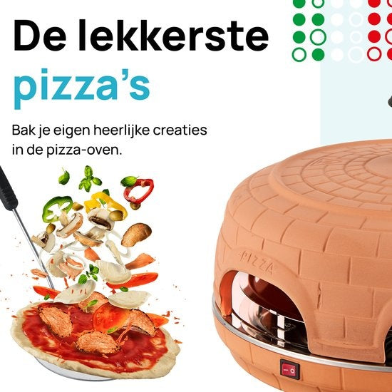MOA Pizzaofen - Pizza La Casa - 6 Personen - Backblech aus Edelstahl - Terracotta - P06