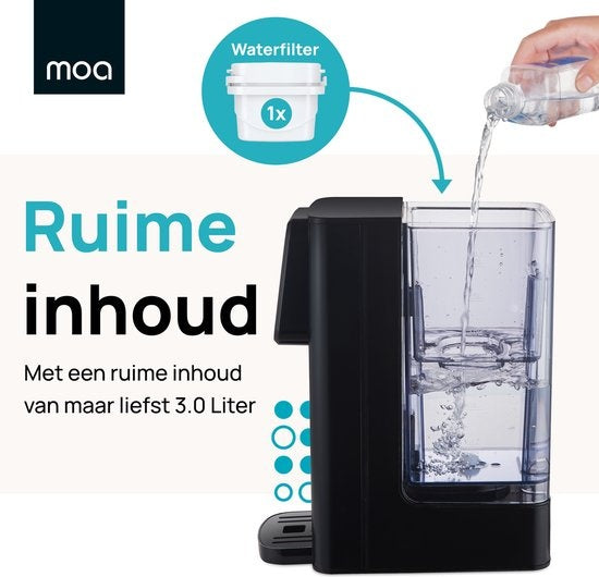 MOA Heißwasserspender - Wasserkocher - Temperatureinstellung - Mengeneinstellung - Digitalanzeige - abnehmbarer Wassertank - 3 Liter - Schwarz- HWD30B