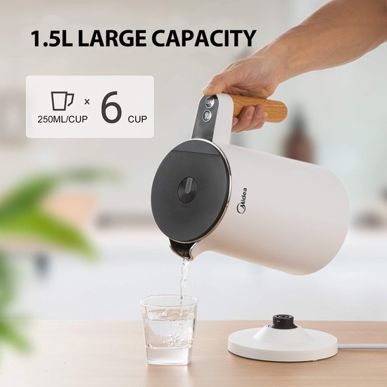 Midea Wasserkocher – MK-HE1533 – 1,5 l Fassungsvermögen – 7 Temperatureinstellungen