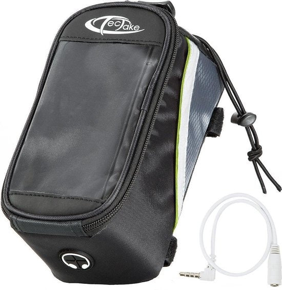 tectake - Rahmentasche Fahrradtasche für z.B. Smartphone etc. schwarz grünL 401610