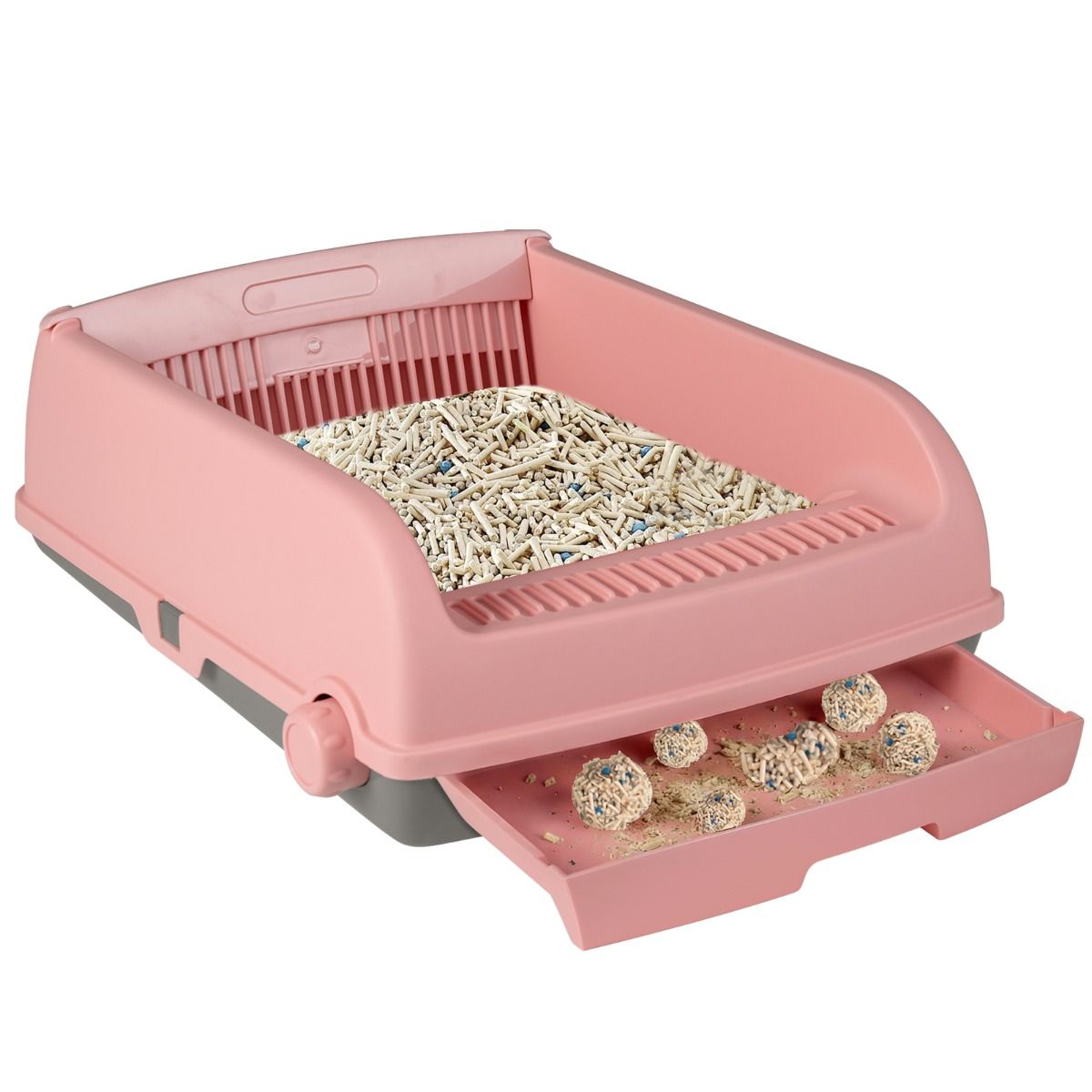 Coast Halbautomatische Katzentoilette – Ausziehbare Schublade – 60 x 46 x 24 cm – Rosa
