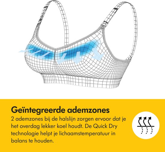 Medela Keep Cool BH – Nahtloser Still-BH – Schwangerschafts-BH mit 2 atmungsaktiven Zonen – Soft-Touch-Material – Schwarz – Größe S