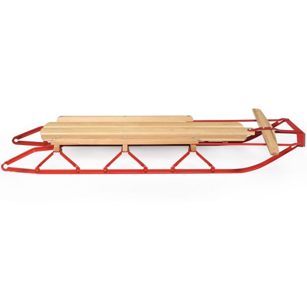 Coast Schlitten - Mit Lenker - 137x58x16 cm - Holz/Stahl - Bis zu 150 kg - Rot