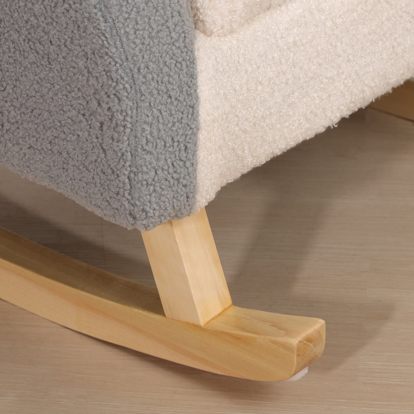 HOMCOM Kinderschaukelstuhl - Grau - 50 x 45 x 44 cm - Bequemer Stuhl mit weicher Polsterung und stabilem Holzrahmen