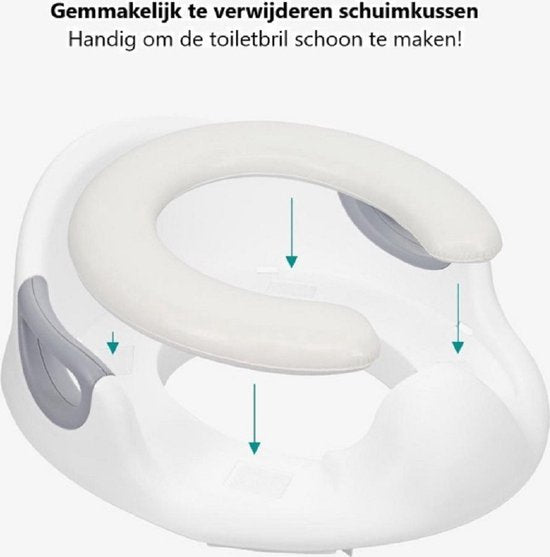 Universeller Toilettensitz für Kinder – Kindertoilettensitz – WC-Sitzerhöhung – Tragbarer Toilettensitz mit Griffen – Rutschfest – Weiß
