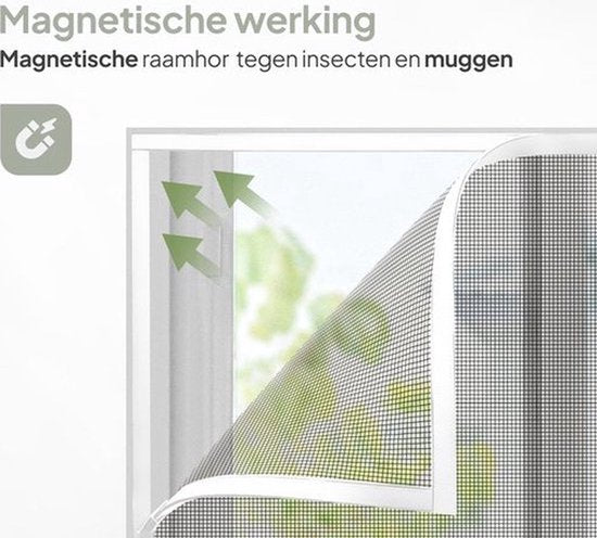O'DADDY® Magnetisches Fensterfliegengitter – 150 x 150 cm – Anpassbares Fliegengitter – Mit weißem Rand und schwarzem Netz – Fliegengitter – Vielseitig und einfach zu montieren