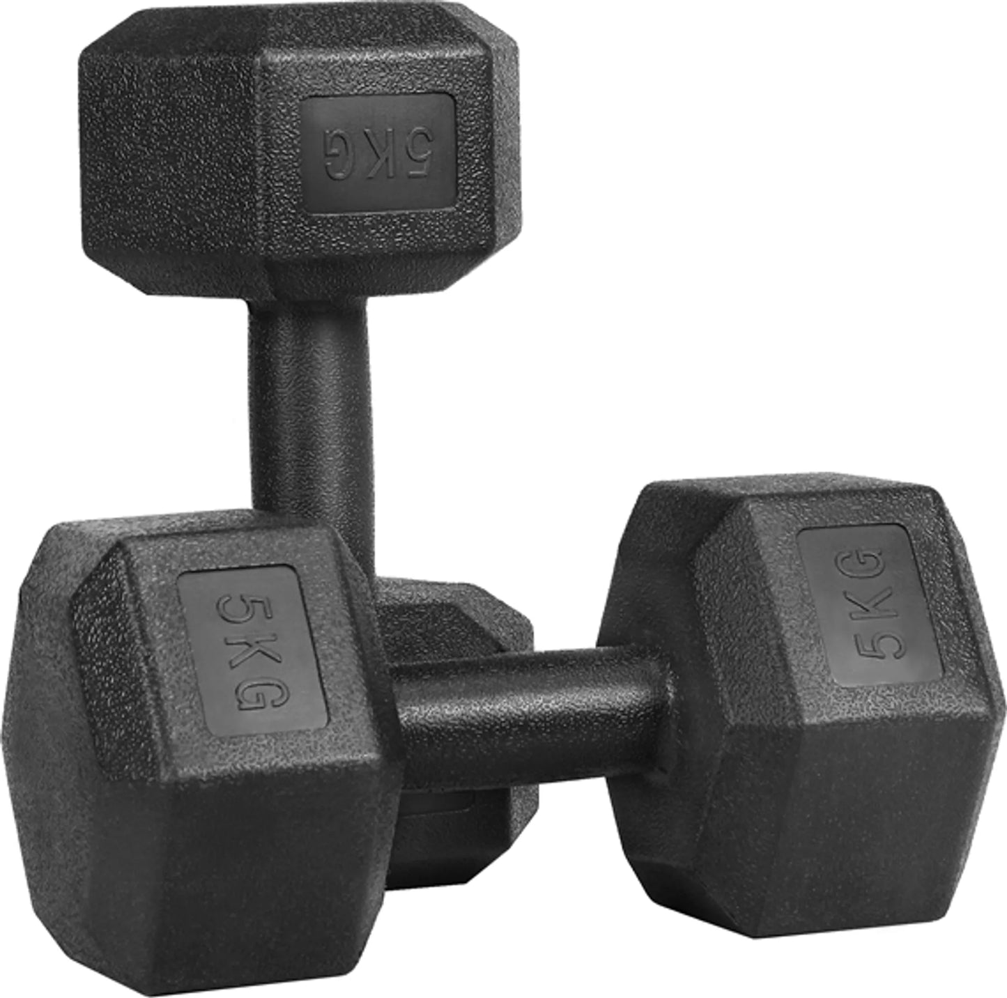 Yaheetech Hanteln Set von 2 x 5 kg - Features Hexagonal Kopf und Anti-Roll-Design und Kunststoffbeschichtung - für Krafttraining und Home Gym - Schwarz Kunststoff und Beton - 28,5 x 15 x 13 cm